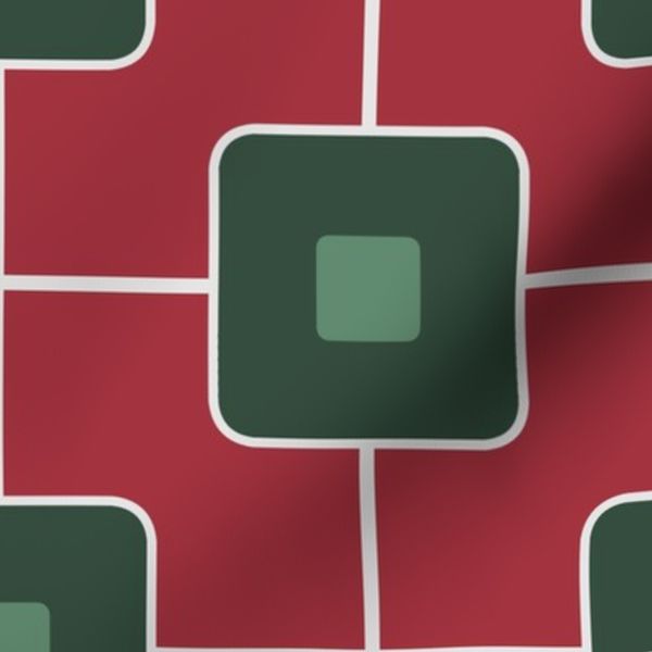 Mid Century Grid Cube/Green - Berry