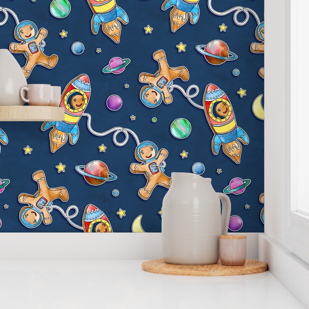 Corner of a kitchen counter with a window and shelf showing Peel and Stick wallpaper on the walls