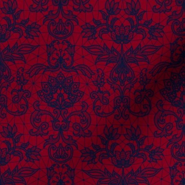 navy lace on red