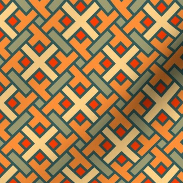 Geometric Pattern Weave Orange/Green