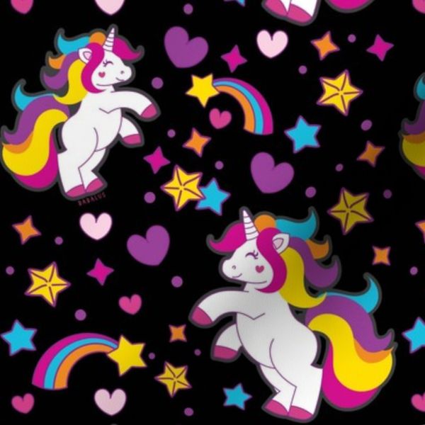 Unicorn on Black Rainbow Design