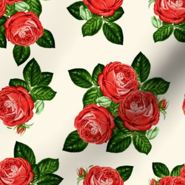 8" Red Roses - Ivory