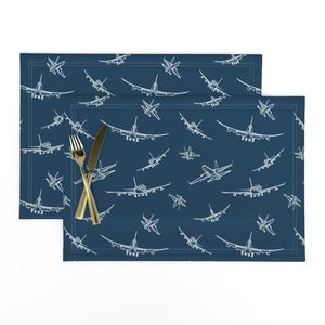 Plane Sketch on Navy Blue // Large