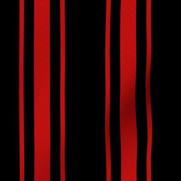 Mattress Ticking Wide Striped Pattern Jet Black on Red
