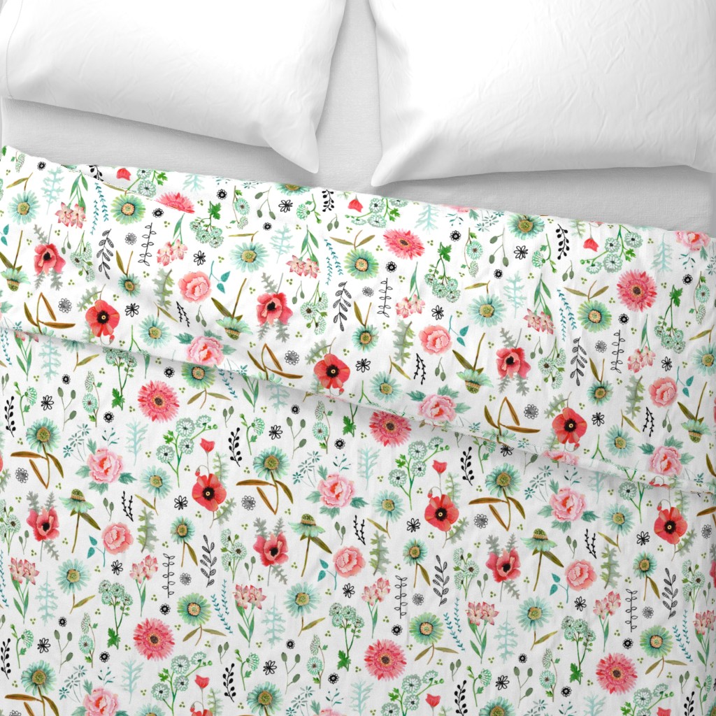Top down Duvet Cover with a folded edge showing the design on the front and back