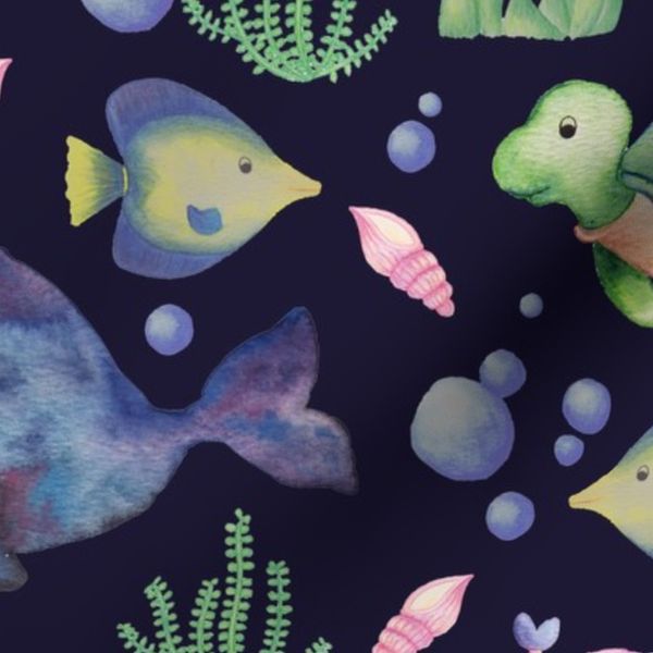 sea creatures on navy