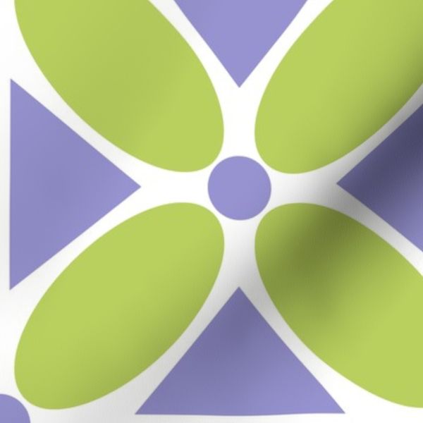 Oval Petals and Triangles Purple and Bright Celery