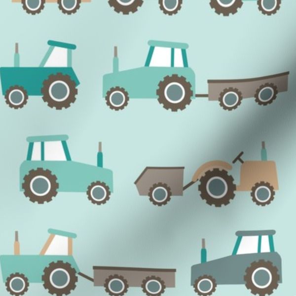 tractors on green