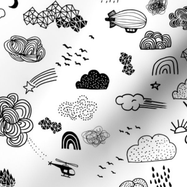 Happy Sky (black + white) MED
