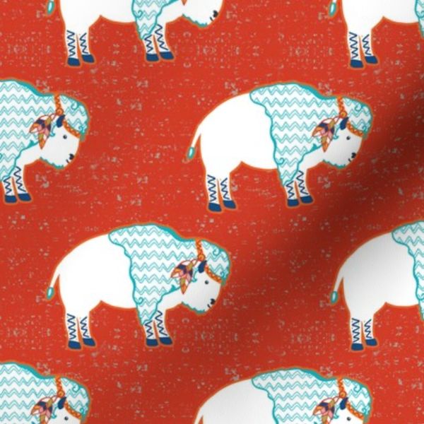 white buffalo on red