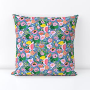 8" Calypso Toucan with Florals Blue