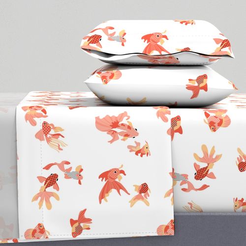 Goldfishes on white
