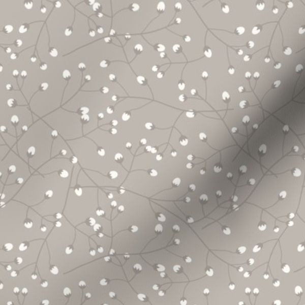 Babys Breath Toss Warm Gray & Cream Small Floral