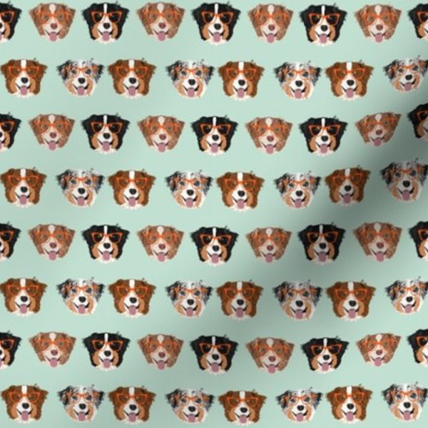 SMALL australian shepherds glasses cute dogs and glasses mint