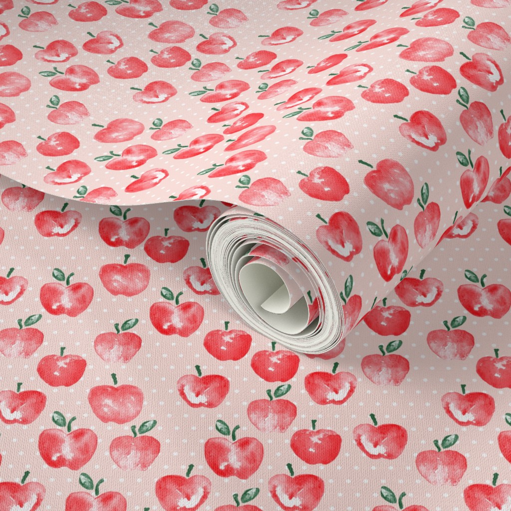 Close up of a Peel and Stick wallpaper roll with a design applied