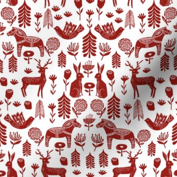 christmas folk christmas linocut block dala horse scandi scandi christmas