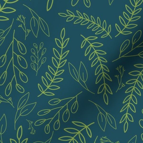 Leaves on a Teal Background