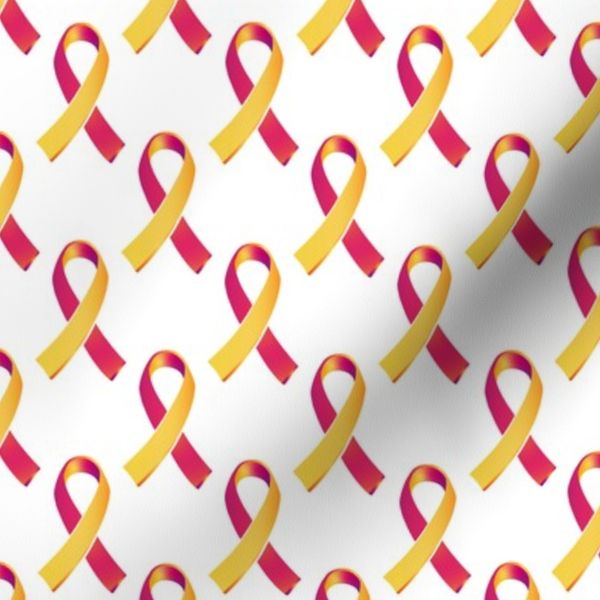 2 Red Yellow Awareness Ribbons