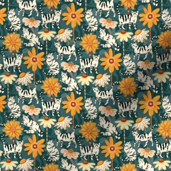 Daisy Cats - Teal (Small Version)