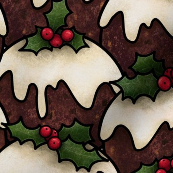 Christmas pudding feast holiday holly and berries large