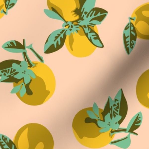 ZESTY pop art citrus - orange blossoms in mustard and blush