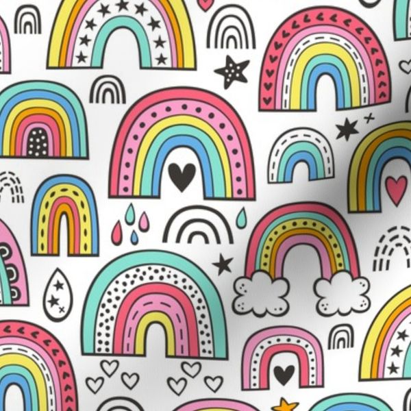 Rainbow Hearts & Stars Summer Love Doodle