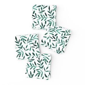 Emerald nature vibes watercolor leaves for