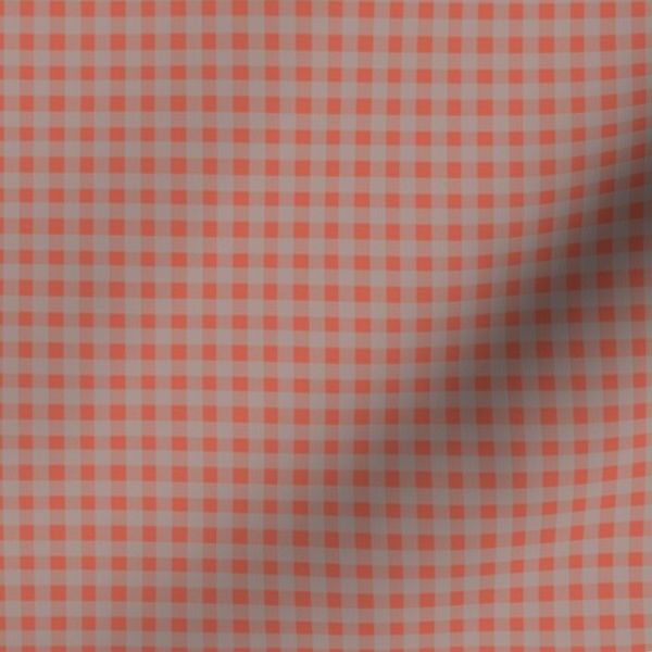 Tiny Gingham - Coral and Grey