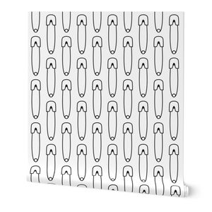 vertical diaper pins black on white