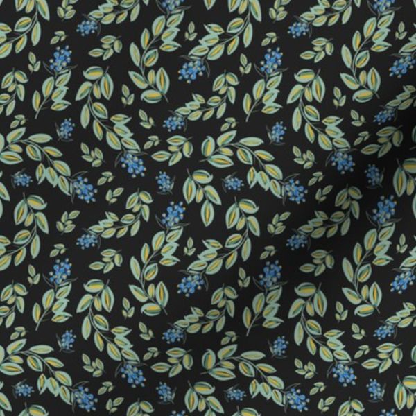 4" Blue Branches Muted Black