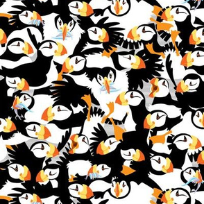 Puffins Everywhere Gray BG