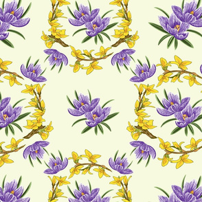 Spring Floral Crocus Forsythia Yellow