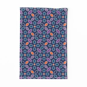 Vibrant Geometric Floral Pattern - Modern Design with Blue Background