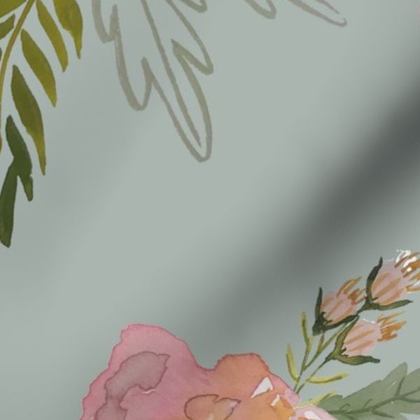 perfect pink peony garden summer floral on dusty blue