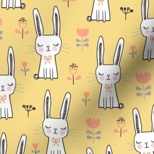 Dreamy Bunny Rabbit in Yellow Orange