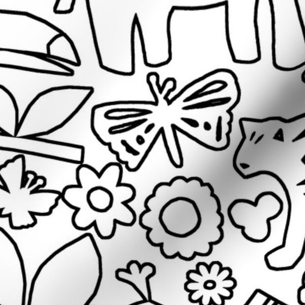 line art safari (large) jungle doodle wall black large scale